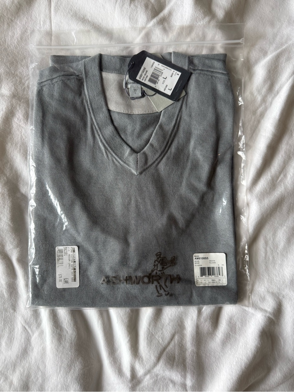 Ashworth Men's V-Neck Sweater - Gray